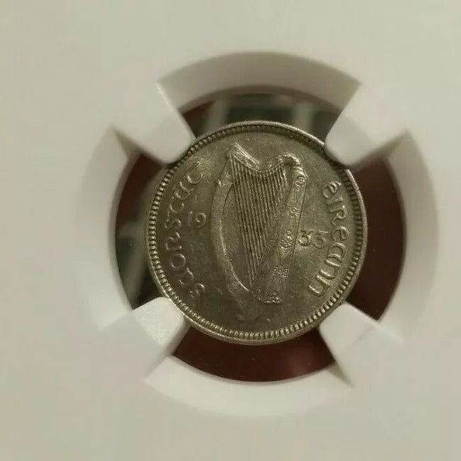 1933 Ireland Republic 3 Pence NGC MS61 KM 4 UNC