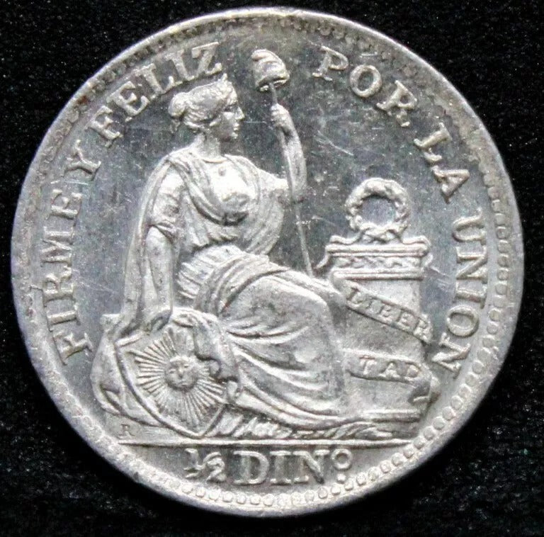 1912 1/2 Dinero. Peru Silver Coin. KM-206.2 UNC