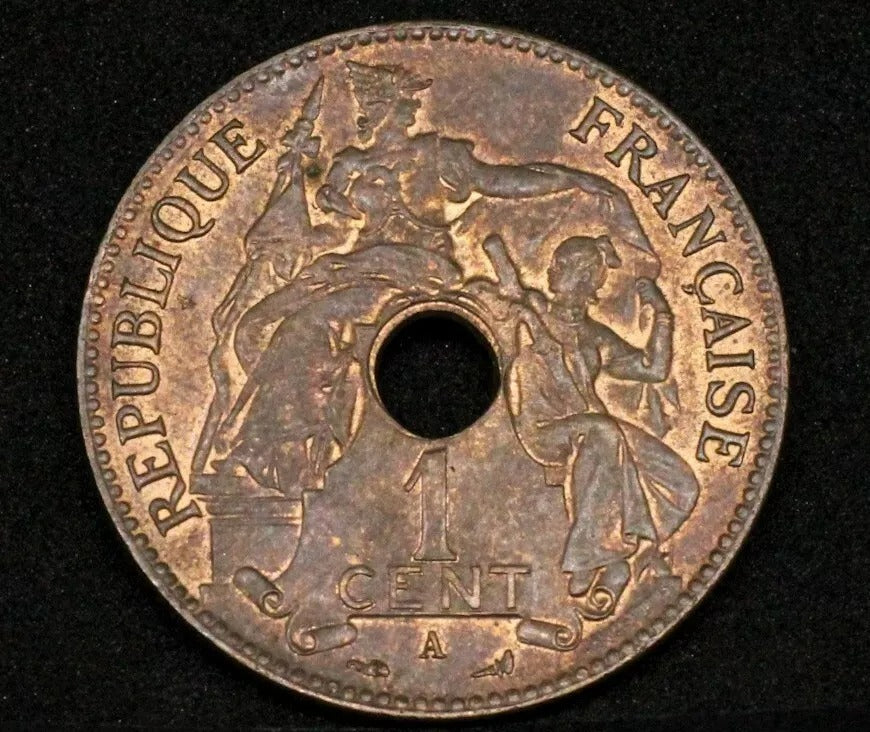 1901 French Indo-China Cent KM 8 UNC RED