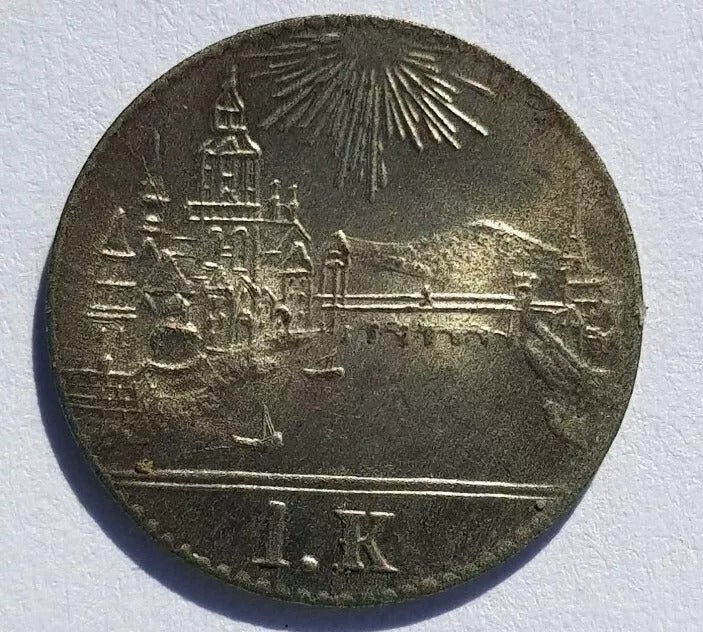 Germany Frankfurt. Free City Kreuzer 1839 KM317. City view.