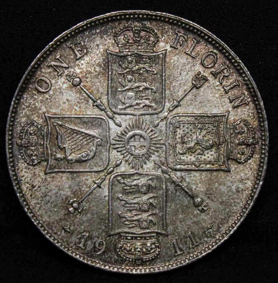 1 Florin 1911, George V Silver Coin. S.4012 UNC