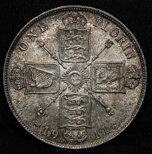 1 Florin 1911, George V Silver Coin. S.4012 UNC