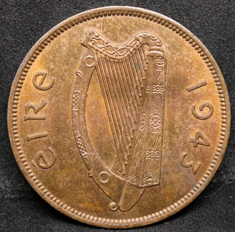 1 Penny 1943, Ireland Copper Coinage. KM-11 UNC SOLD..