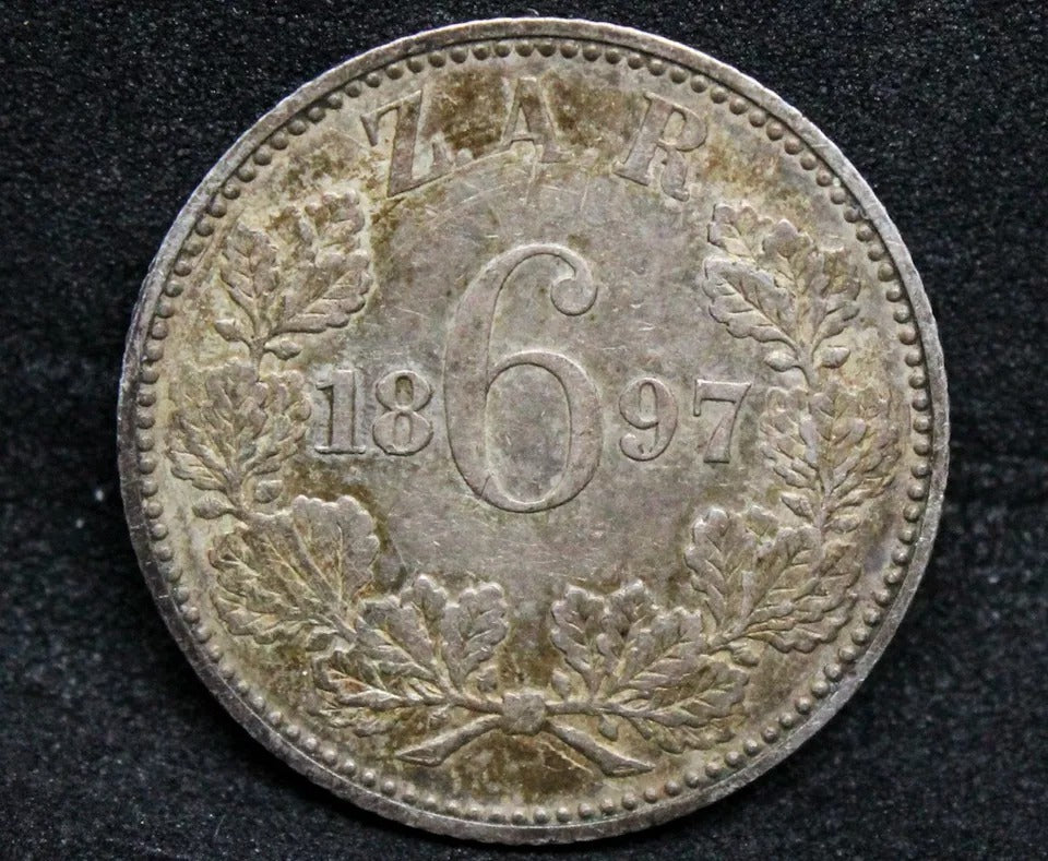 1897 6 pence (Zuid Afrikaansche Republiek) - South Africa,KM-4 aUNC #2