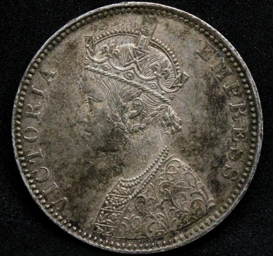 1890-B Rupee, Queen Victoria, British-India. KM-492 GEF