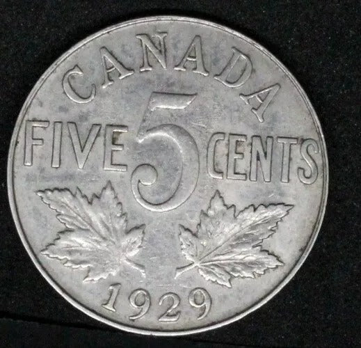 1929 5 Cent Canada, George V, GVF, KM-29