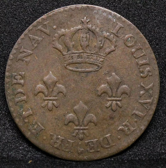 1789-A 2 Sous, French Guiana. KM-1,