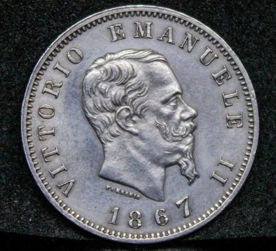 1867/3 M-BN Lira, Italy. Vittorio Emanuele II. UNC KM-5a.1