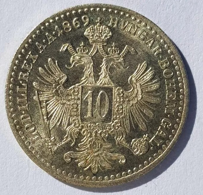 1869 10 Kreuzer Austria, Franz Joseph I