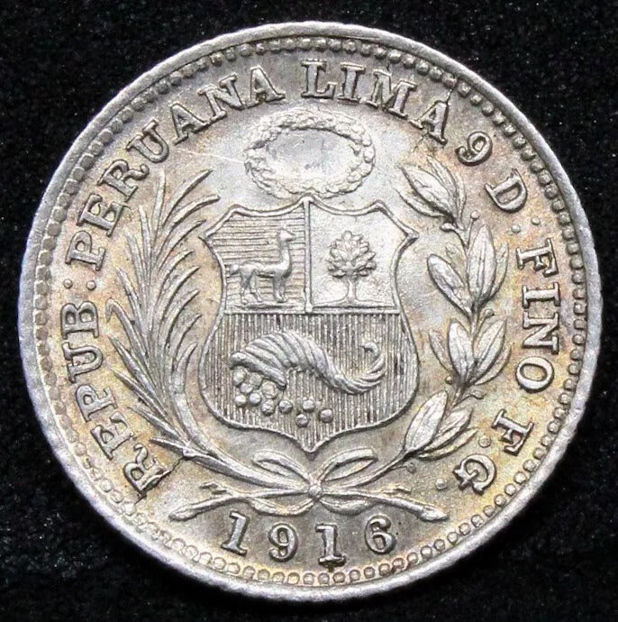 1/2 Dinero 1916. Peru. KM-206. UNC