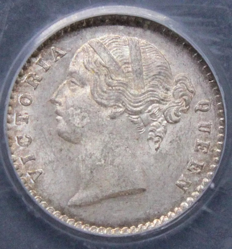 2 Annas 1841. British India- Queen Victoria. KM-460. BU CGS 85 (~MS65)