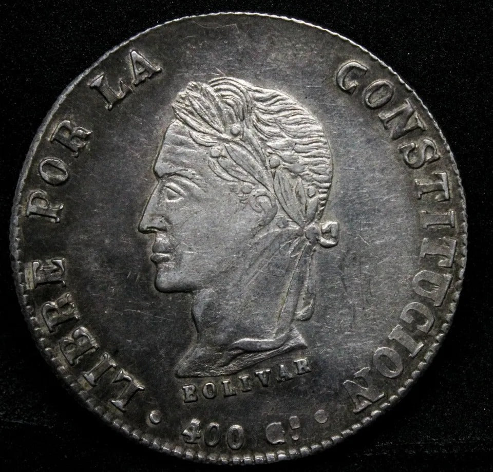 1863 8 Soles, Bolivia. Silver Coin. KM-138 aUNC. Great condition