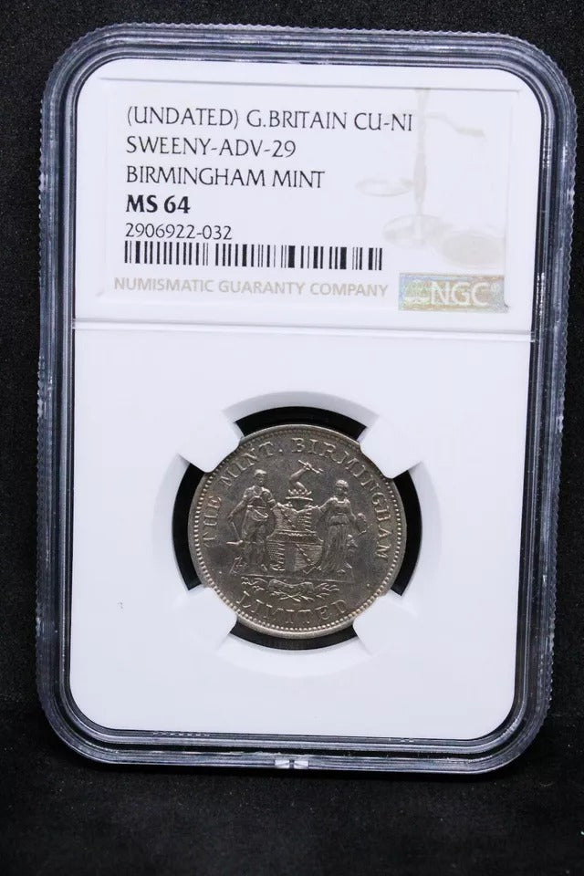 (UNDATED) G.BRITAIN CU-NI SWEENY-ADV-29 BIRMINGHAM MINT Token NGC MS64