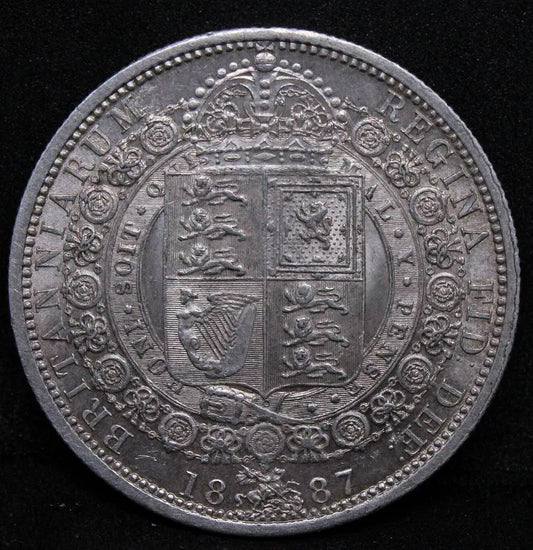 1/2 Crown 1887, Victoria Jubilee Portrait. S.3925. aUNC Cleaned