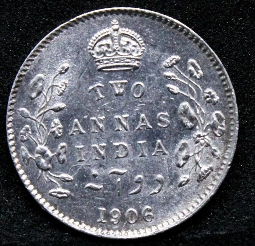 1906 India-British 2 Annas George V KM 505 UNC