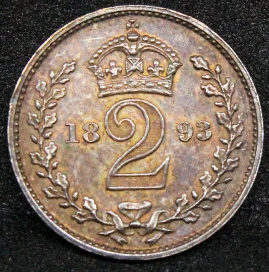 1893 Maun.dy 2 Pence, Queen Victoria Widow Head. S.3946 UNC SOLD..