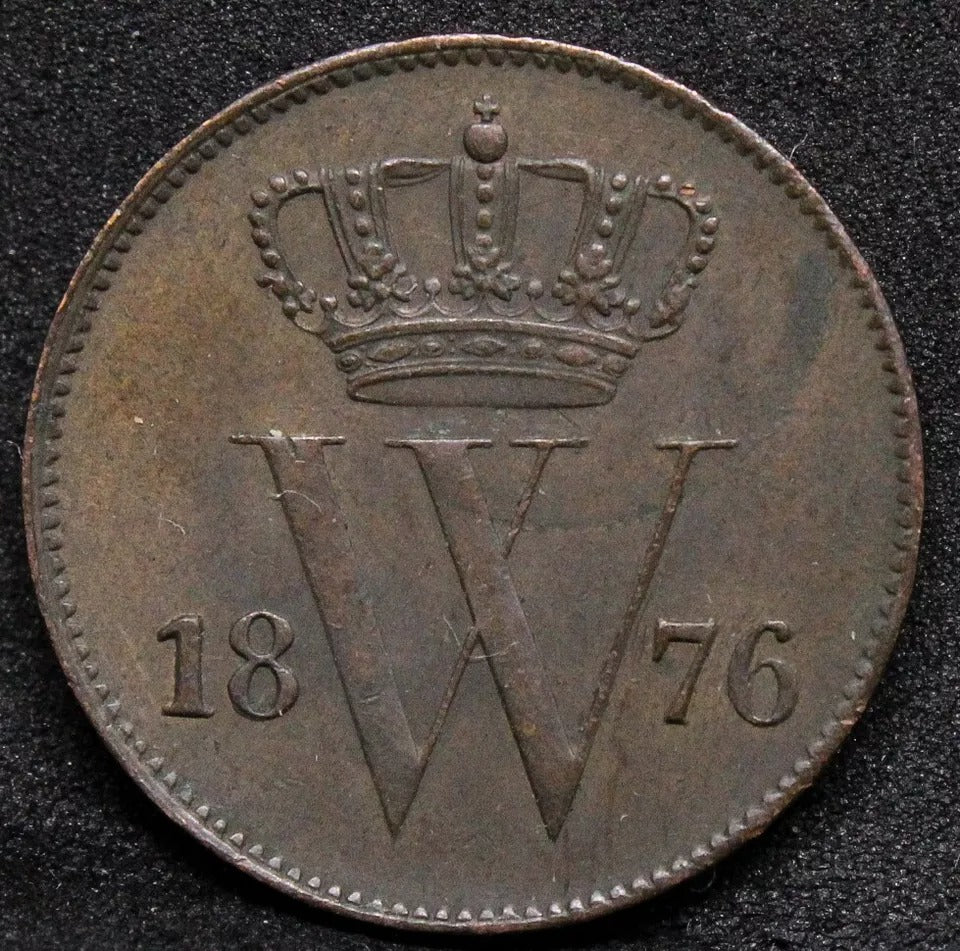 1 cent 1876, Netherlands. KM-100. aUNC