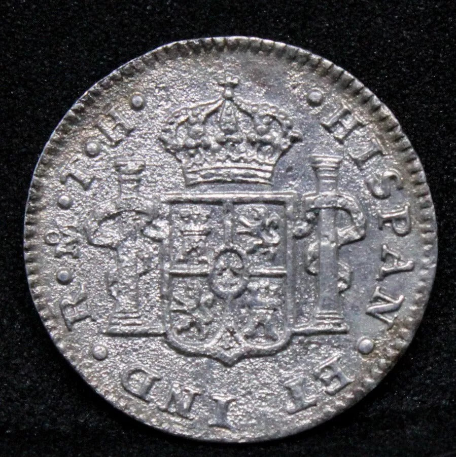 1/2 real 1808, Mo TH- Mexico Mint, Ferdinand VII. KM-72 EF(sea salvage)