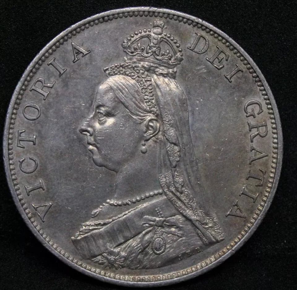1887 Double Florin, Queen Victoria. S.3923, (Arabic 1) aUNC