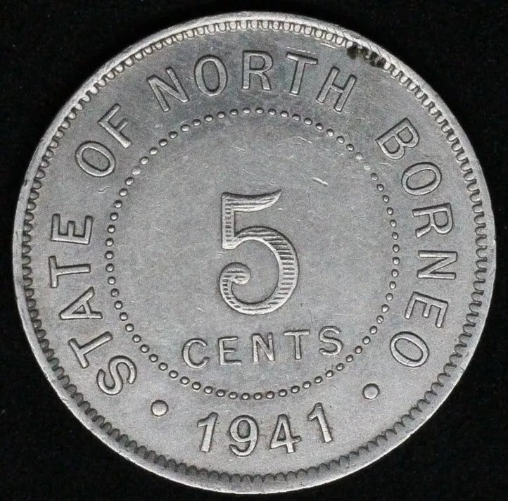 1941-H British North Borneo 5 Cents KM 5 aUNC