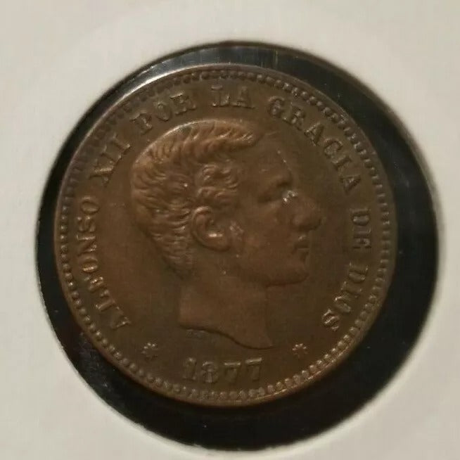 1877 Spain 5 Centimos KM 674 Alfonso XII aUNC