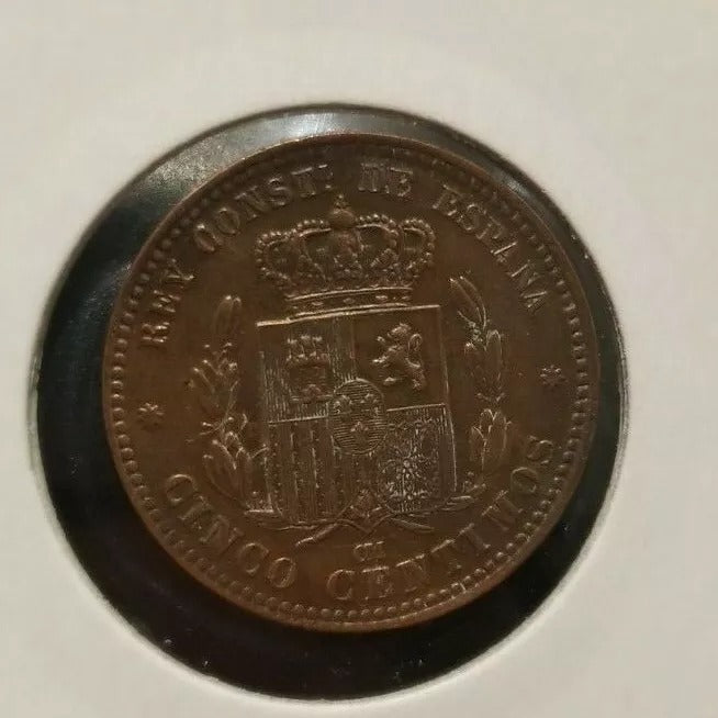 1877 Spain 5 Centimos KM 674 Alfonso XII aUNC
