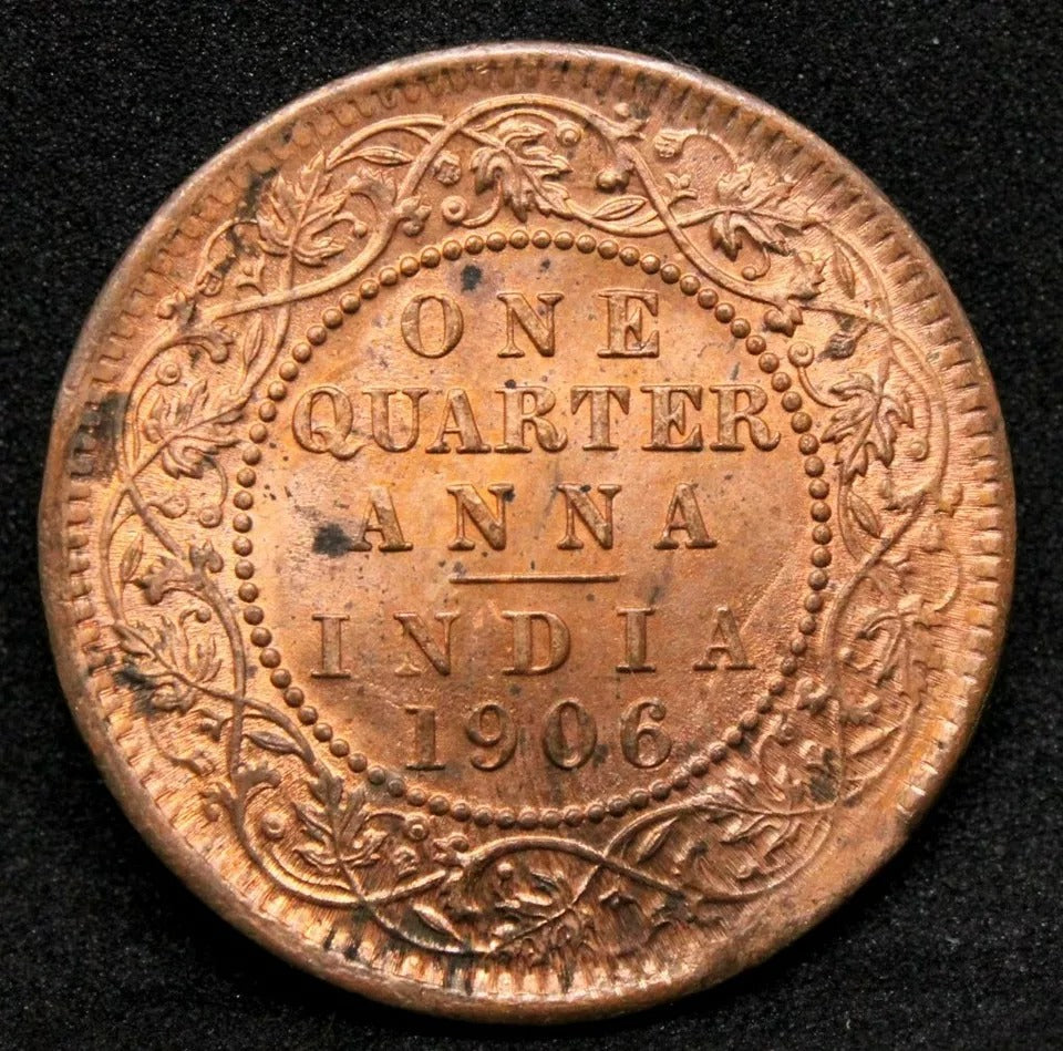 1906 India-British 1/4 Anna KM# 502 Edward VII copper coin UNC
