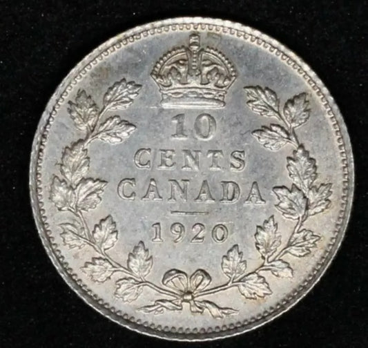 1920 Canada 10 Cents, George V. UNC (KM-23a)