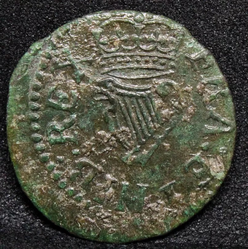 charles richmond copper farthing, 1625-34. MM.Dagger