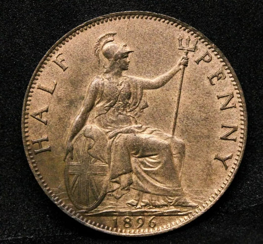 1896 1/2 Penny, Great Britain, Queen Victoria. KM-789, S.3962 EF