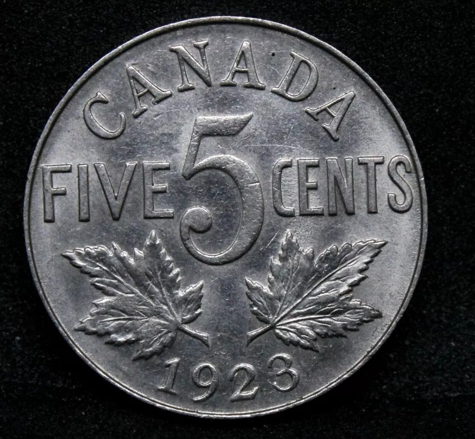 1923 5 Cents Canada, George V, UNC. Nickel, KM-29
