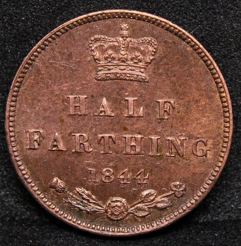 1844 1/2 farthing, Victoria young head colonial coinage