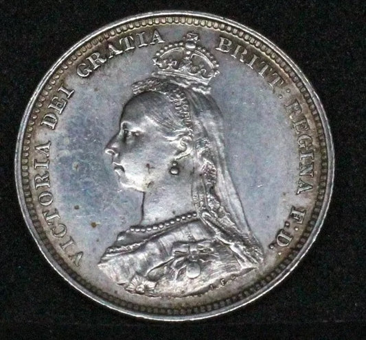 1887 Shilling, Queen Victoria EF. Jubilee Head