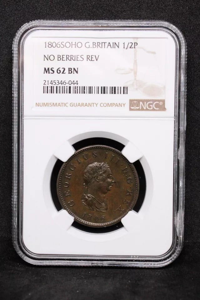 1/2 penny 1806, George III. S.3781 UNC NGC MS62BN