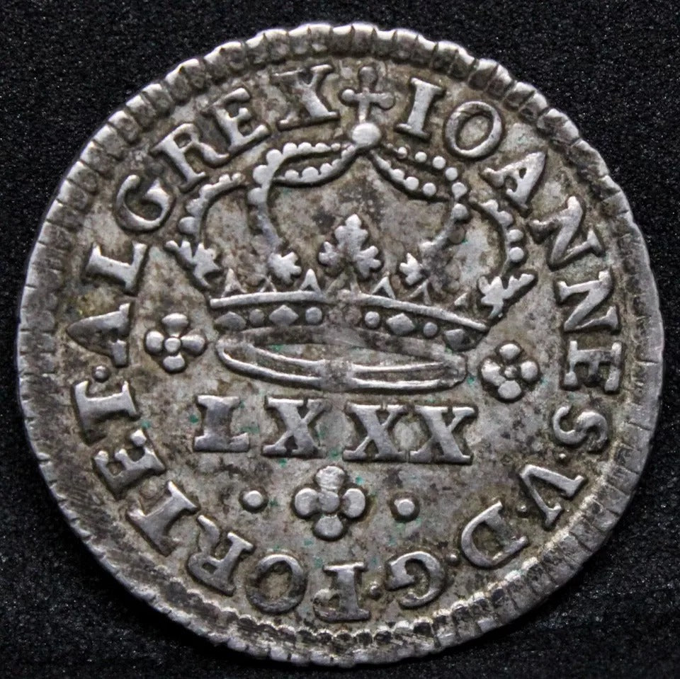 80 Reis ND(1706-50) Portugal Silver Coin, João V. KM-177 EF