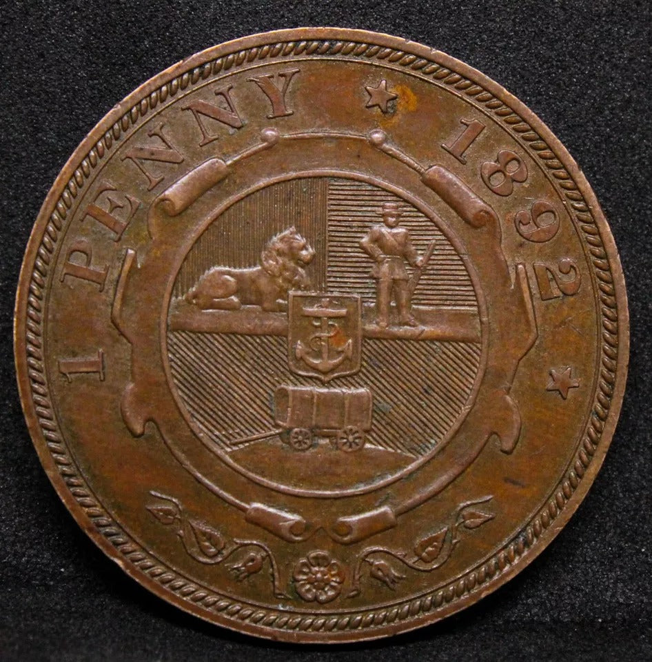 1892 South Africa Penny KM# 2 EF