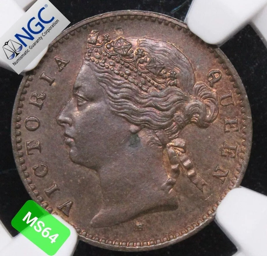 1 Cent, 1877 Mauritius. Queen Victoria.KM-7. UNC MS64 BN SOLD..