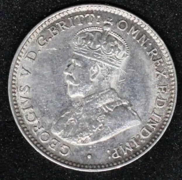 1922 Australia 3 pence aUNC, George V. Late die state on rev.