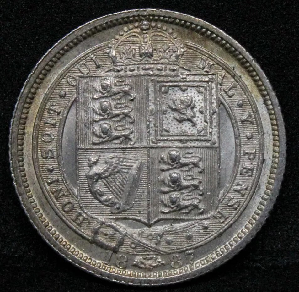 1887 withdrawn 6 pence six pence Victoria UNC