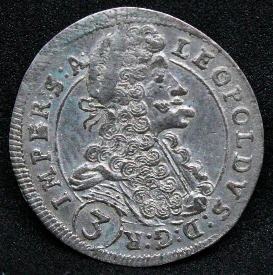 3 Kreuzer 1698 GE, Prague Mint. Austria King Leopold I. KM-590 EF