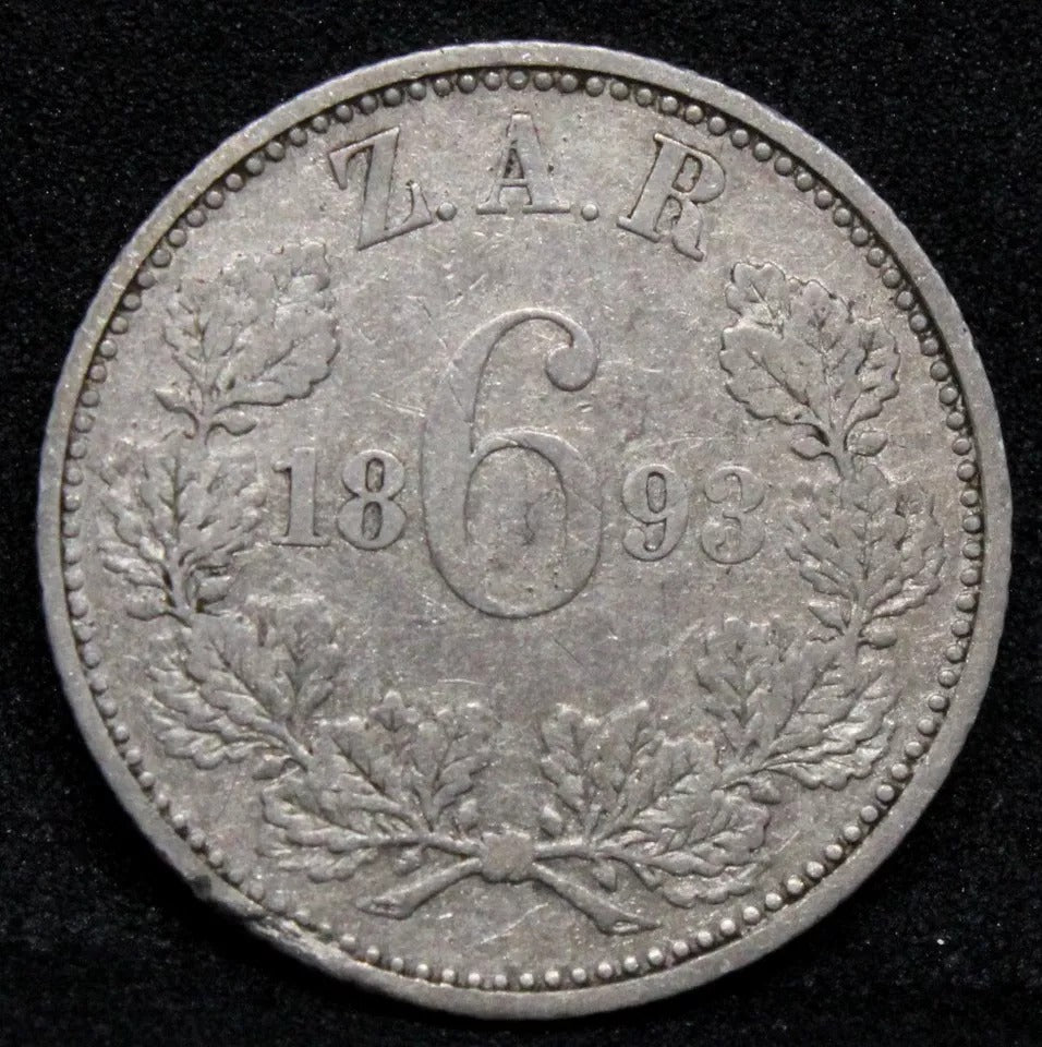 6 pence 1893 South Africa. KM-4. Key date