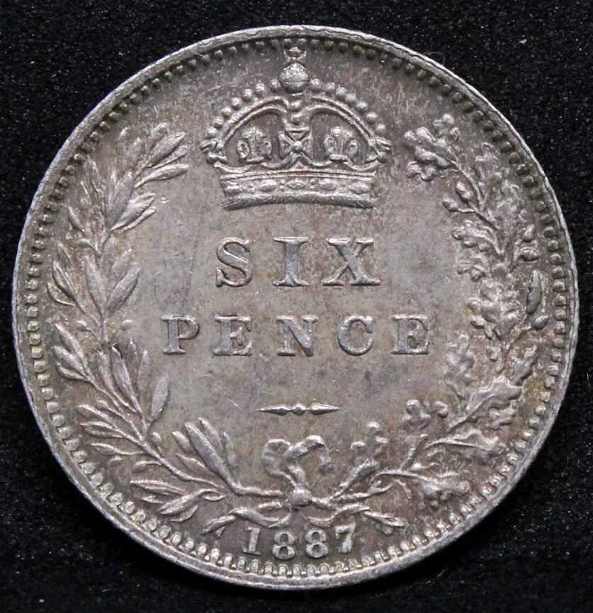 1887 6 pence , Victoria Wreath Reverse. S.3929 UNC