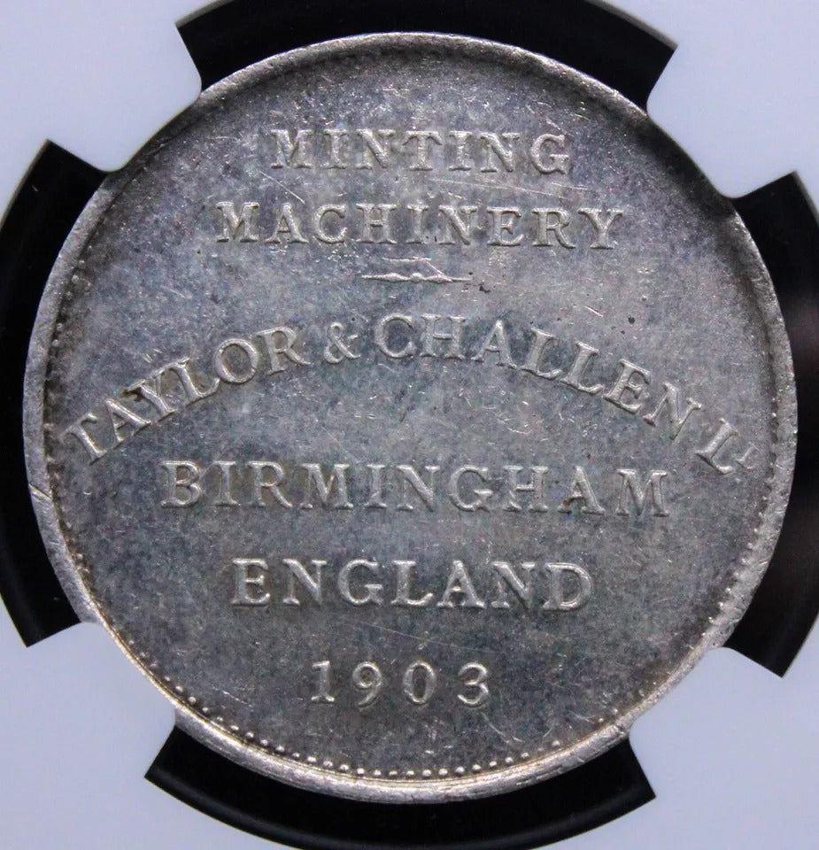 1903 Taylor Challen token-Silvered brass issue- M-9139. Coin Press Trials