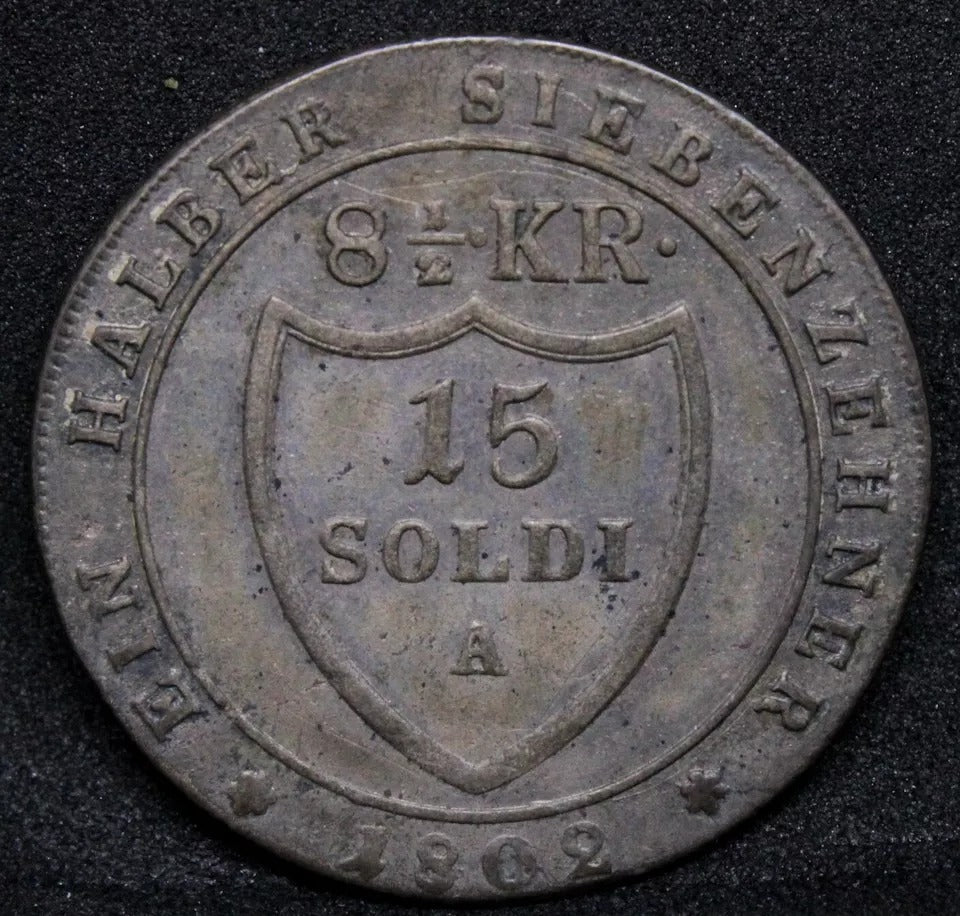 15 Soldi, 8½ Kreuzer 1802 -A Gorizia Italian states, Francesco II. KM-48 EF Sold..