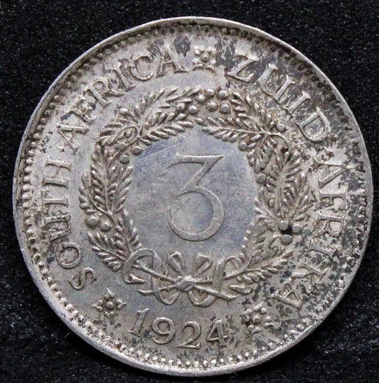 3 pence 1924, South Africa George V. gEF. KM15a