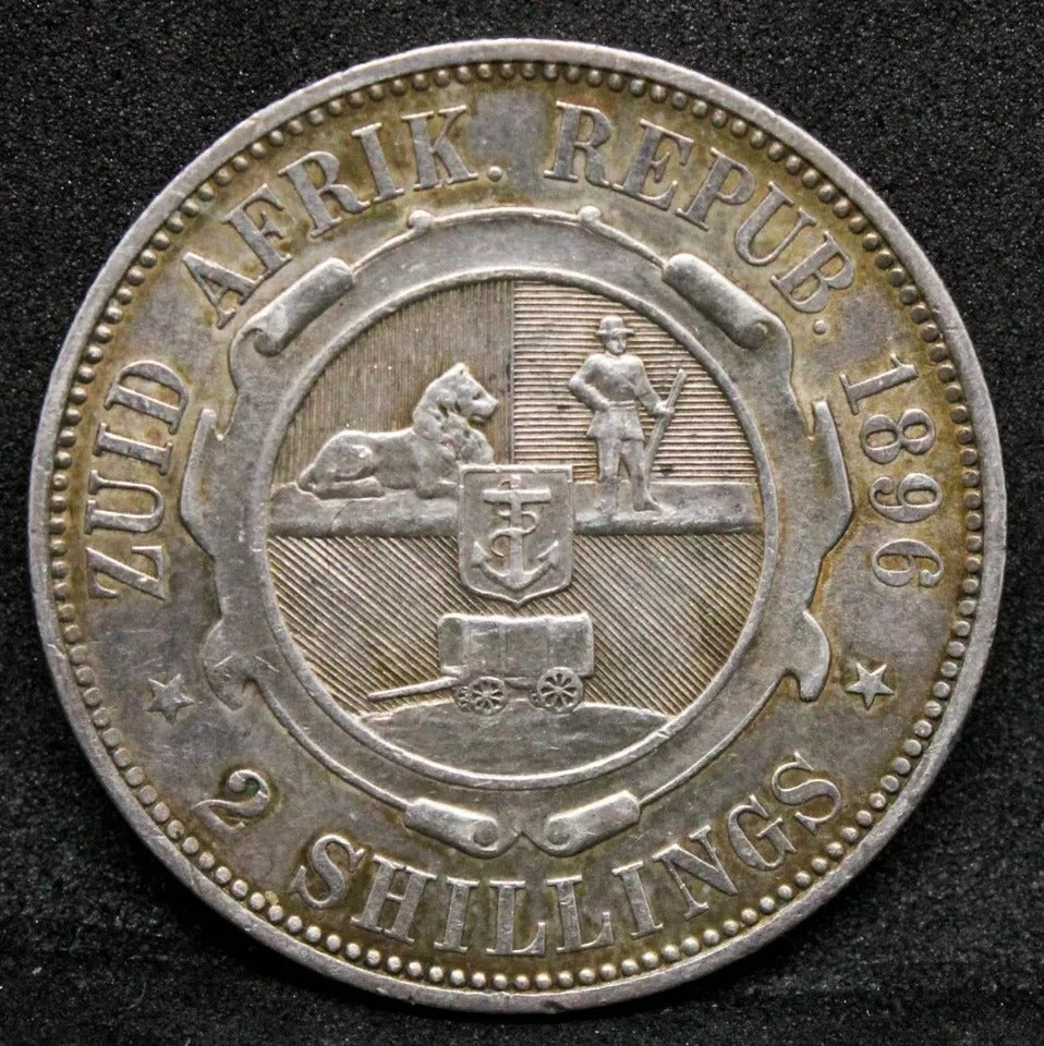 1896 2 Shillings South Africa Republic . Km-6 aU