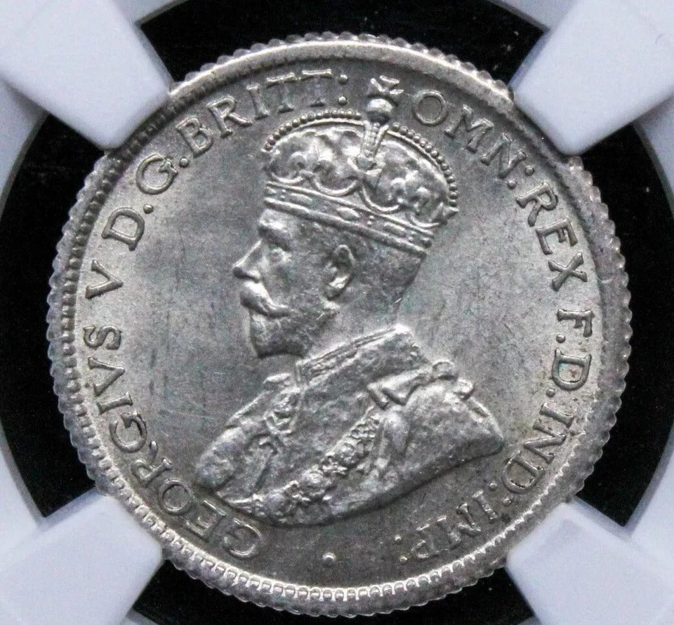 1923(S+M) Australia 6 pence, NGC MS63. King George V. Rare date in high grade