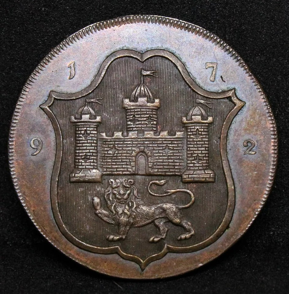 Norfolk, Norwich, John Harvey, Halfpenny, 1792. Copper token DH45 UNC