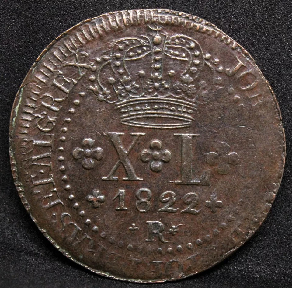 40 Reis 1822 -R. Brazil Copper Coin. KM-319.1 aUNC