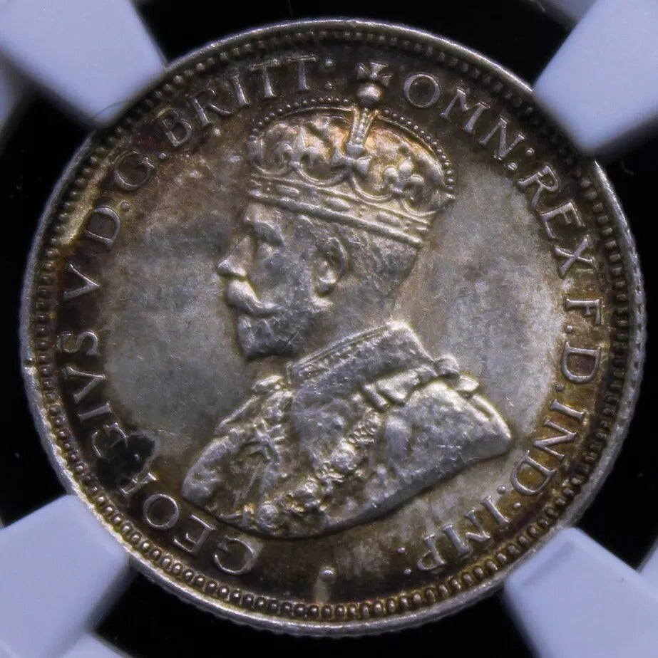 6 Pence 1918. Australia King George V. KM-25. NGC MS63 UNC